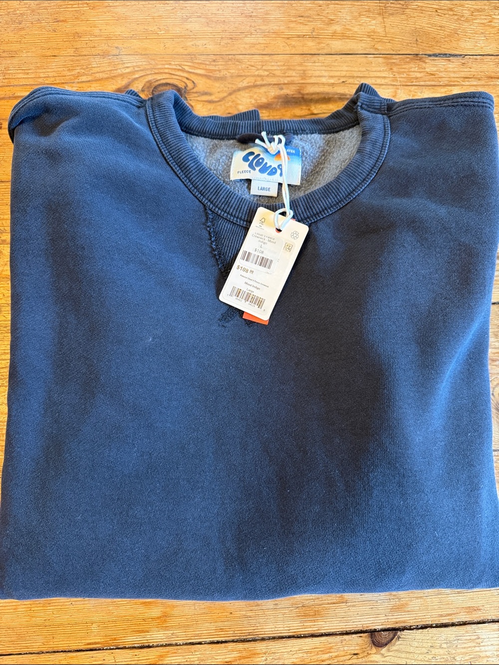 Marine Layer Men's Crewneck Cloud 9 Sweatshirt in Mood Indigo -large, NWT